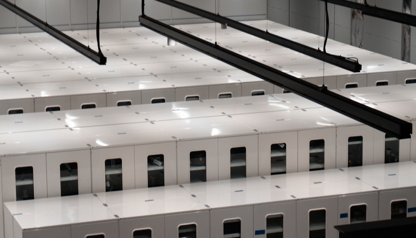 Modern data center with server cabinets